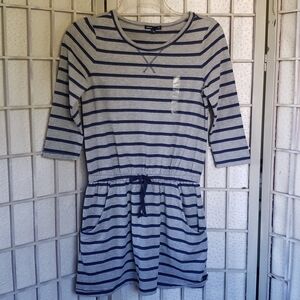 Gap nwt striped 3/4 sleeves elastic waist girls dress 12